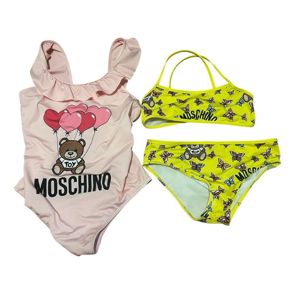 Moschino Girls Pink and Yellow Swimsuit (2)